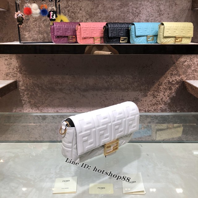 FENDI精品女包 芬迪BAGUETTE中號羊皮手袋 Fendi 0191M迷你肩背斜挎包 fdzg2535